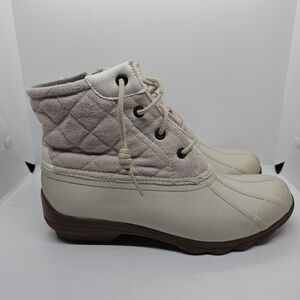 Sperry Syren Gulf wool blend quilted duck boots in Oat Cream 8.5
